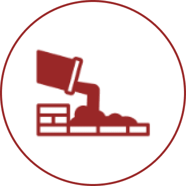 Cement pouring graphic with bricks